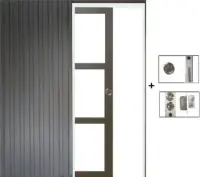 Porte Coulissante Gris Beige Vitrage transparent H204 x L83 cm, Galandage Réduction
