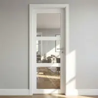 Super Prix Bloc Porte Kenya Blanc Vitrage transparent H204 x L73 cm Côte Tableau P.Gauche, Poignee Pomerol