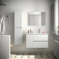 Vente Flash Meuble Noja 850mm Unibody Blanc Gauche SALGAR