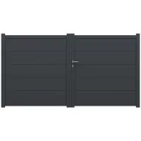 Usine Directe PORTAIL BATTANT FERRARE 163x400 GRIS DROITE GARDENGATE