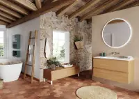 Nouvelle Collection Miroir Reflet Sun Color+ diamètre 90 cm cadre laqué finition blanc satiné éclairage Led 905057-2423 SANIJURA