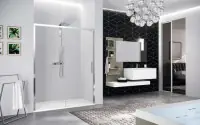 Paroi de douche KUADRA 2.0 porte coulissante en aluminium et verre transparent à gauche 127-131 CM profilé chrome K22PH127S-1K NOVELLINI Soldes