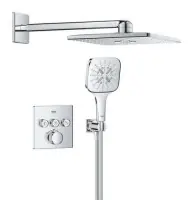 Pack façade pour douche encastrée Duo Rainshower SmartActive 310 Cube / Grohtherm SC Chromé 103998000 GROHE Commander Vite