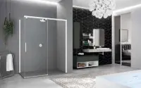 Paroi de douche KUADRA 2.0 porte coulissante en aluminium et verre transparent à gauche 137-139 CM profilé blanc mat K2PH137S-1U Must-Have