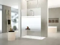 Must-Have Paroi de douche à l‘Italienne Kuadra H 110 extensibilité 107-110 cm verre trempé transparent profilés Or Brossé KUADH110-1P NOVELLINI