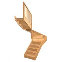 Escalier Faubourg 2 Quart tournant intermédiaire 180 Hêtre Idéal gauche hauteur 274cm Solde