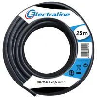Top Vente Câble d‘installation HO7VU 2.5 Noir 25m 60101028D ELECTRALINE CBB
