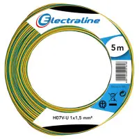Câble d‘installation HO7VU 1.5 Vert/Jaune 5m 60101013C ELECTRALINE CBB Nouvel Arrivage