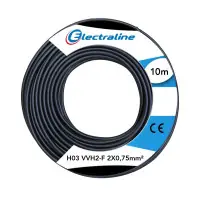 Câble HO3VVH2F 2X0.75mm2 Noir C10ML 60113025D ELECTRALINE CBB Offre Du Jour