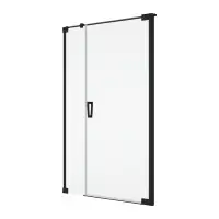 Nouveauté Paroi de douche porte pivotante avec fermeture sur fixe en ligne avec barre de stabilisation ouverture intérieure et extérieure pivot droit CADURA 1000x2000 profilé poli brillant vitrage transparent (07) 6mm