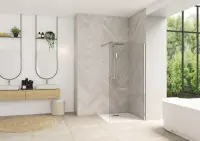 Paroi de douche Smart Design solo 225 x 80 chromé verre transparent Prix Choc