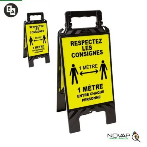 Chevalet modulable noir " Respectez les consignes de sécurité" Meilleure Vente