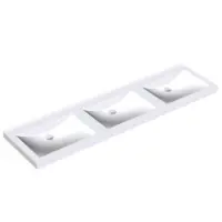 Tablette de lavabo Quadro avec trois vasques rectangulaires sans soudure sans trop-plein tablier à trois pans Prix Réduit