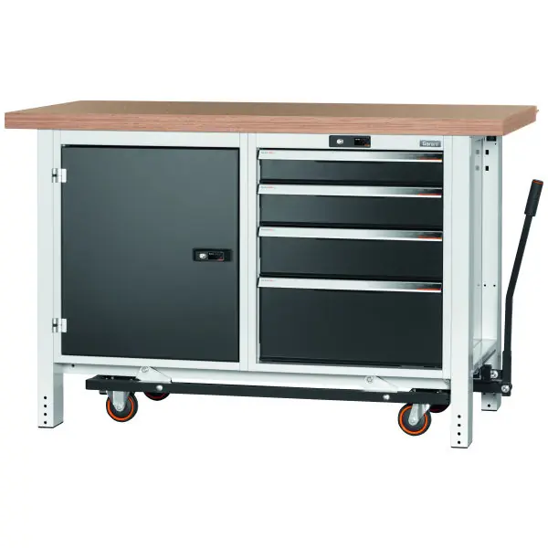 Super Prix Etabli avec unité mobile, hauteur 950 mm plateau en hêtre multiplis, 20×20G, Long. plan de travail 1500mm