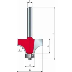 Mèche pour arrondi convexe série 34 24000 Tr/min D25,4 H12,7/55,2 Q8 Z2 FREUD F03FR01775 Top Vente