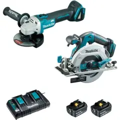 Usine Directe Pack de 2 outils LXT 18 V (DHS680 + DGA506) + 2 batteries 5 Ah + chargeur en coffret MAKPAC MAKITA DLX2277PTJ