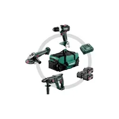 Paiement Sécurisé Pack 3 outils 18 V (SB 18 LT BL + W 18 L 9-125 Quick + KH 18 LTX 24) + 3 batteries 5,2 Ah + chargeur + mallette souple METABO 685212000