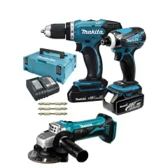 Vente Directe Pack 3 outils 18V MAKITA visseuse DDF453 - visseuse à choc DTD146 - Meuleuse DGA452