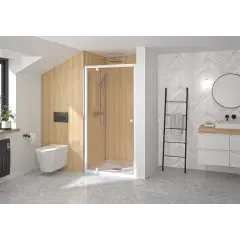 Paroi douche porte pivotante SUPRA P profilé blanc verre transparent 70 cm KINEDO PA1520BTN Nouveauté