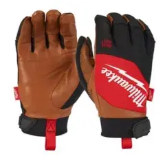 Promotion Gants américain LEATHER GLOVES cuir hybrides marron/noir TL/9 MILWAUKEE 4932471913