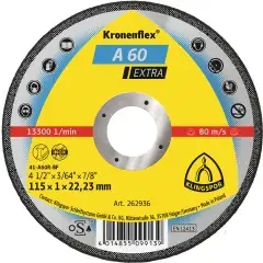 Disque à tronçonner plat KRONENFLEX A60 Extra 115 x 1 x 22,23 mm KLINGSPOR 262936 Dernière Chance