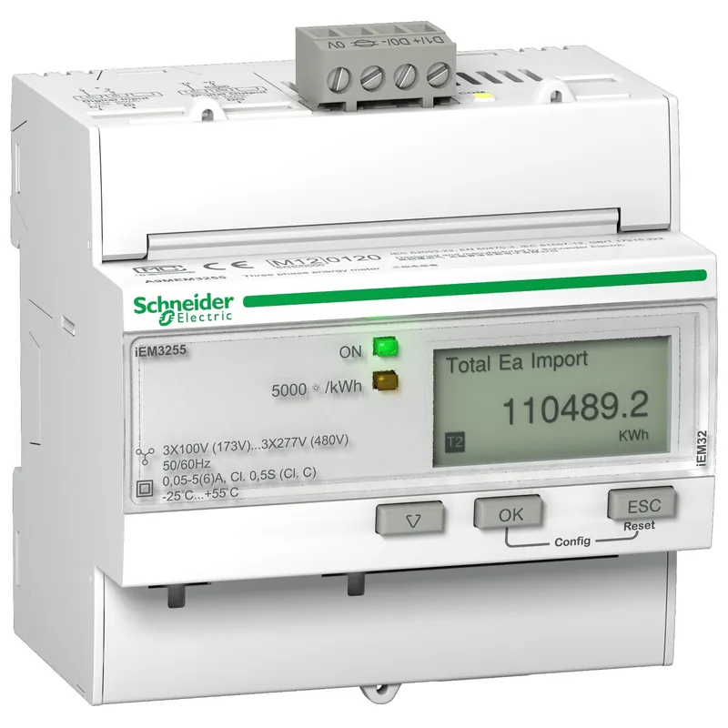 Acti9, iEM Compteur d‘énergie iEM3255 TI, Modbus, Multi-tarifs, Alarme kW, MID - A9MEM3255 Remise