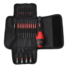 Trousse d‘embouts de vissage à chocs 1/4‘‘ avec tournevis porte-embouts, 31 pièces Usine Directe