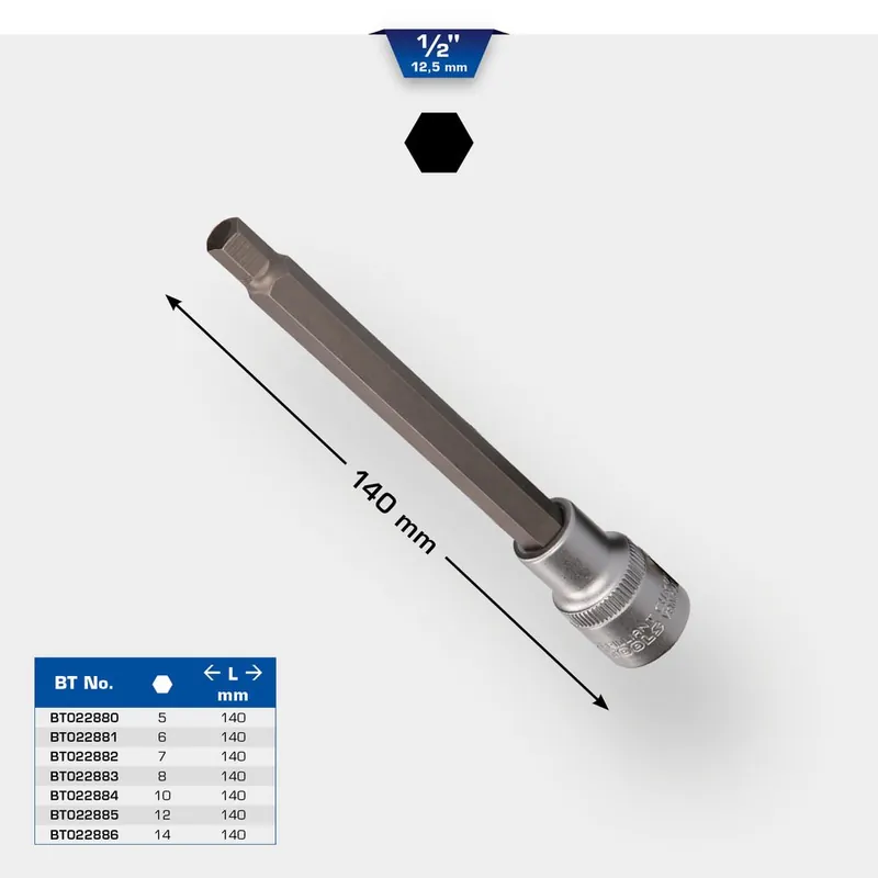 Douilles tournevis 1/2‘‘ 6 pans, L.140 mm Jusqu&rsquo;à Épuisement Des Stocks