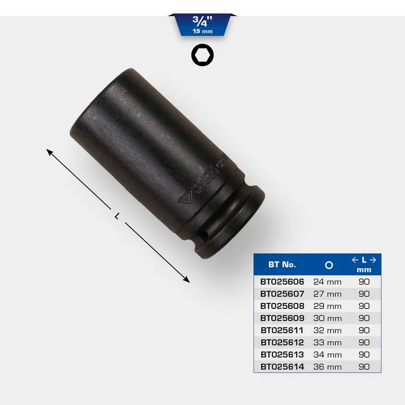Douilles à chocs 3/4‘‘ 6 pans, L.90 mm Dernière Chance