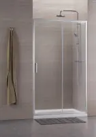 Paroi CONCERTO accès coulissant 2 volets argent verre transparent 110 cm Paiement Sécurisé